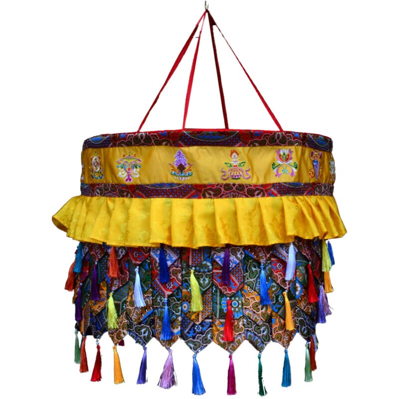 藏式风格藏传佛教寺院佛堂布艺装饰八吉祥宝伞胜利佛教工艺品