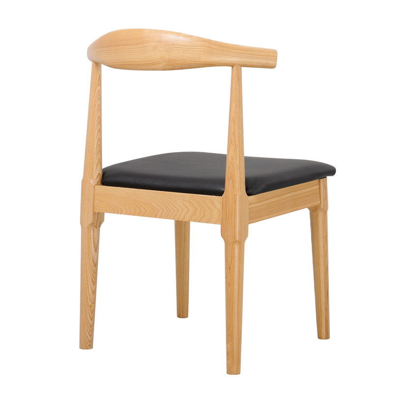 北欧餐椅实木牛角椅子现代时尚简约家用休闲复古餐椅