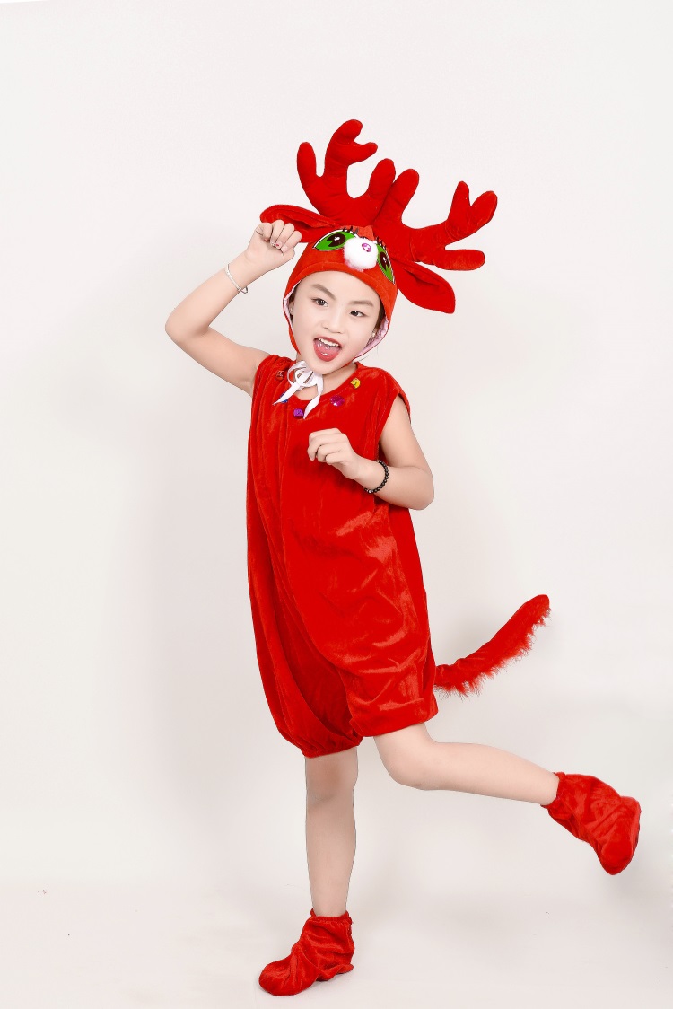 儿童演出服驯鹿动物麋鹿卡通造型幼儿梅花鹿服装民族服装