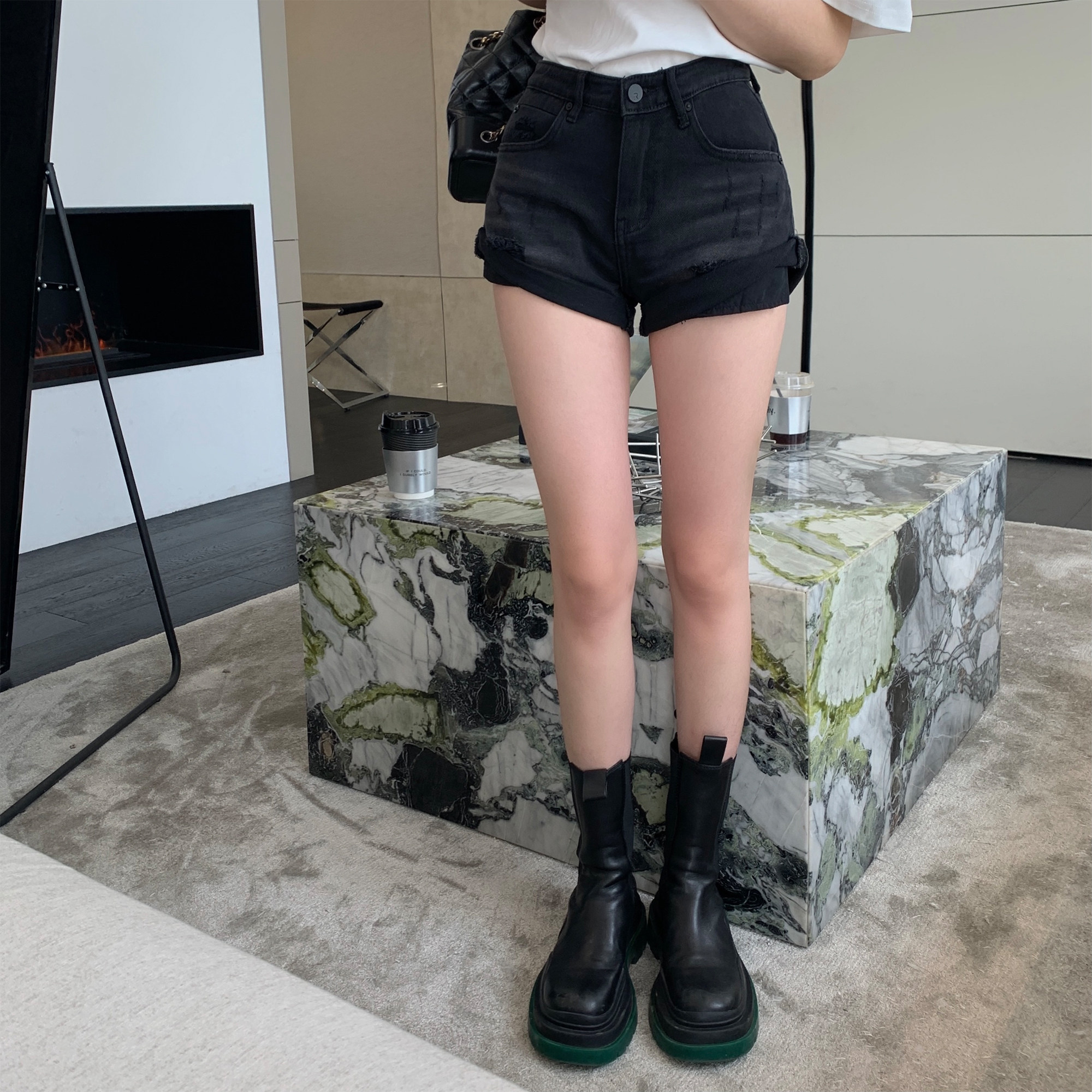 夏天家蓝色性感辣妹高腰超短牛仔牛仔裤裤子热裤女牛仔裤