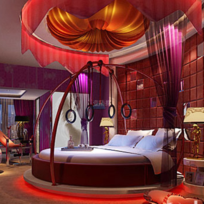 秋千床会所洗浴桑拿圆情趣床电动主题酒店民宿精品宾馆家具轻奢床