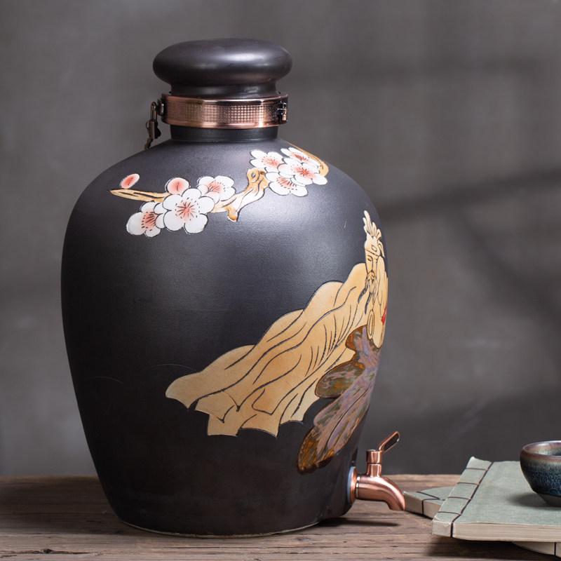 景德镇陶瓷酒坛酒缸土陶窖藏酒瓶20斤家用酒罐密封家用酒壶