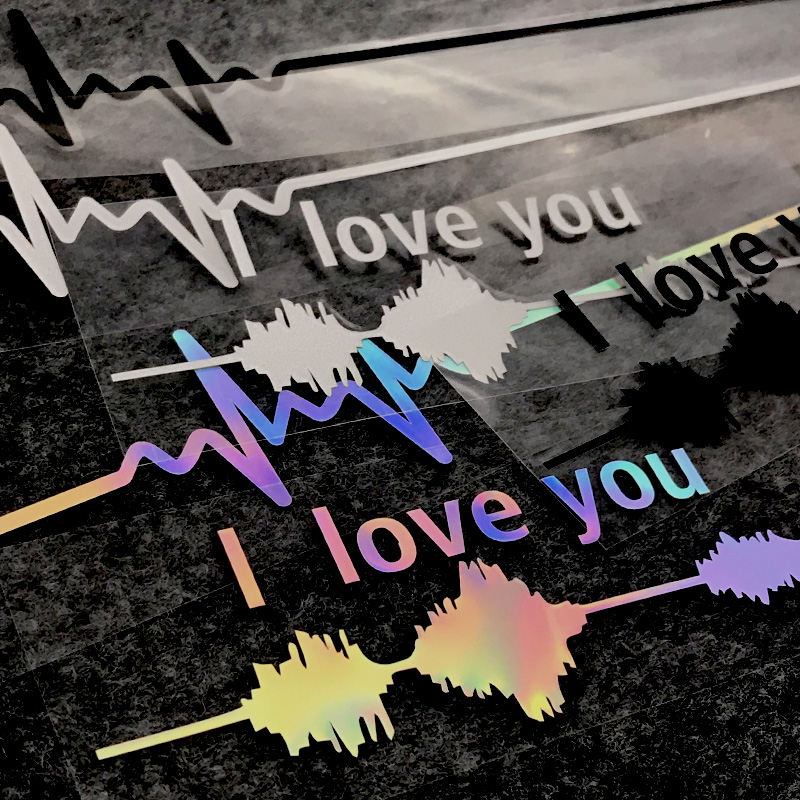 汽车心电图车贴个性趣味我爱你声波随意电动摩托车汽车装饰贴