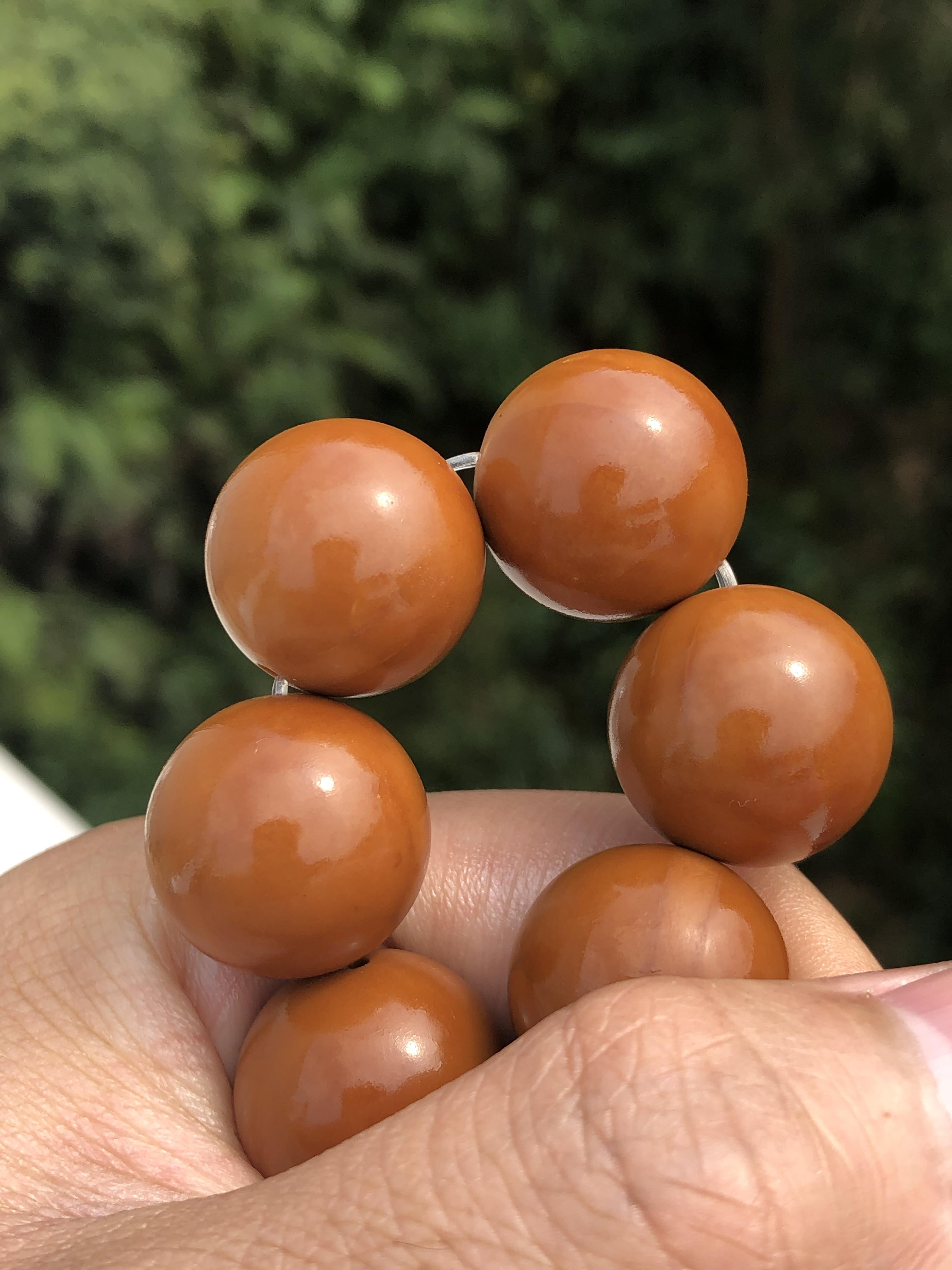 橄榄梅林铁核正圆手工同轴全品散珠珠光圆珠手链