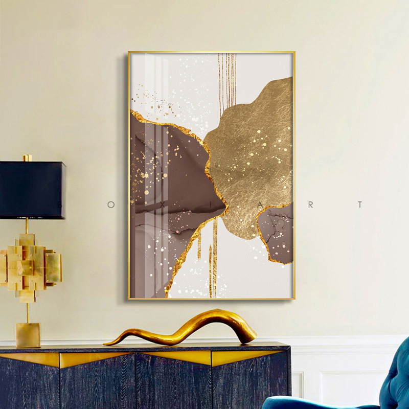 现代简约金箔画轻奢客厅装饰画流金岁月抽象别墅酒店会所大幅壁画