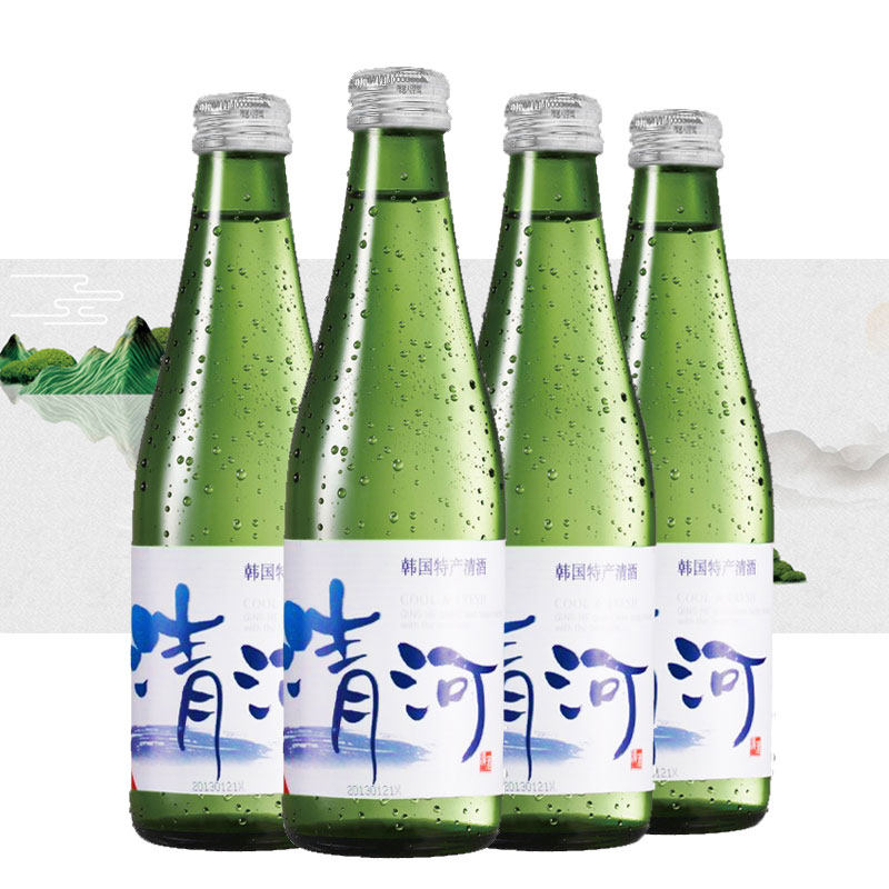 韩国原装进口清河清酒13度大米清烧酒乐天清河酒300ml4瓶包邮