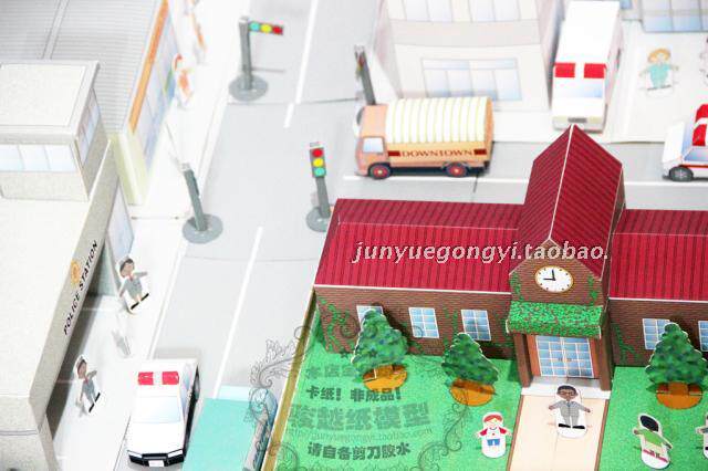 简易儿童手工城市设施场景合集医院其他类型纸模