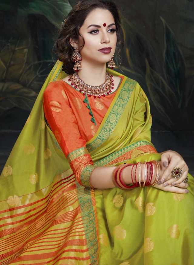 印度纱丽进口民族风女装提花丝暗绣传统特色服含上衣衬裙全新现货