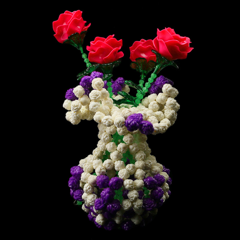 一件包邮新款手工串珠花千骨糖宝台灯羊玫瑰花珠绕花瓶山羊材料包