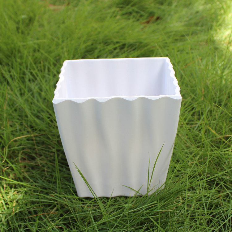 方形塑料花盆密胺材料无孔园艺植物多肉插假花盆栽家居阳台黑白色