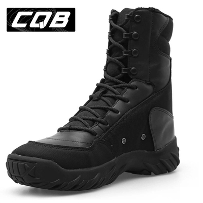 CQB正品真皮军迷特种兵作战靴高帮秋冬沙漠靴战术靴加厚保暖靴子