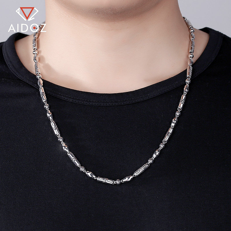 铂金项链pt950时尚男款白金车花男士链条圆筒颈饰