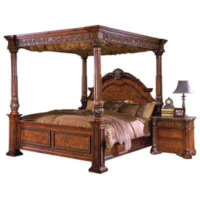 mcferran实木美式床豪华床四柱子床罗马柱皇帝床别墅架子床双人床