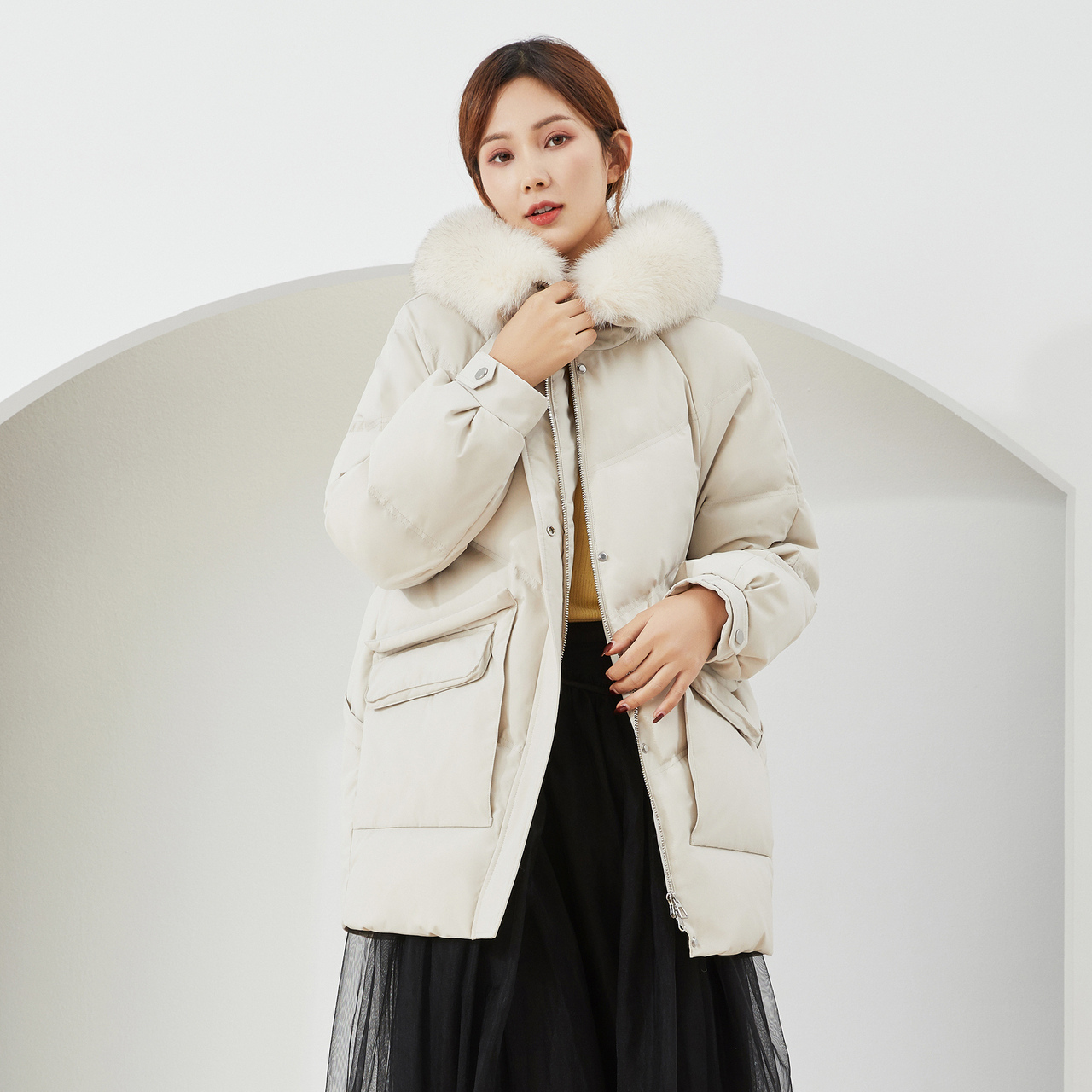 波司登2020年新款羽绒服女中中长温柔甜美运动休闲b00145276羽绒服