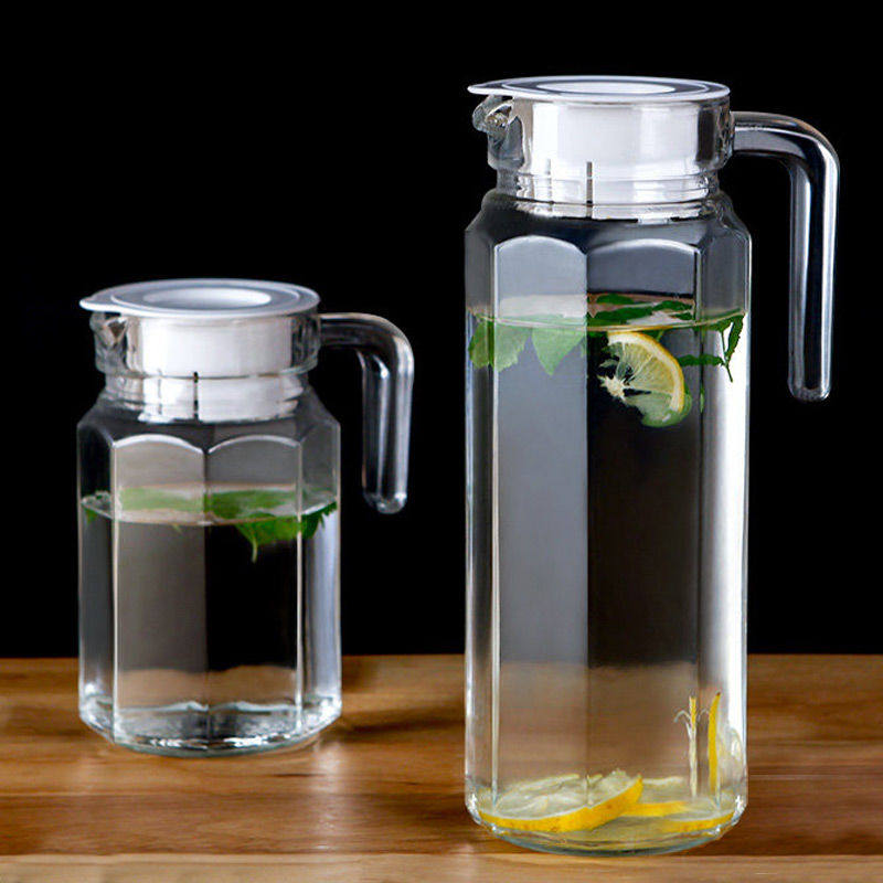 玻璃小扎壶条子壶小凉水水壶果汁扎壶八角1100ml冷水壶