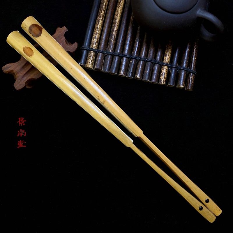 鸿运当头文玩折扇秋扇收藏品8寸天然斑竹福建红湘扇子
