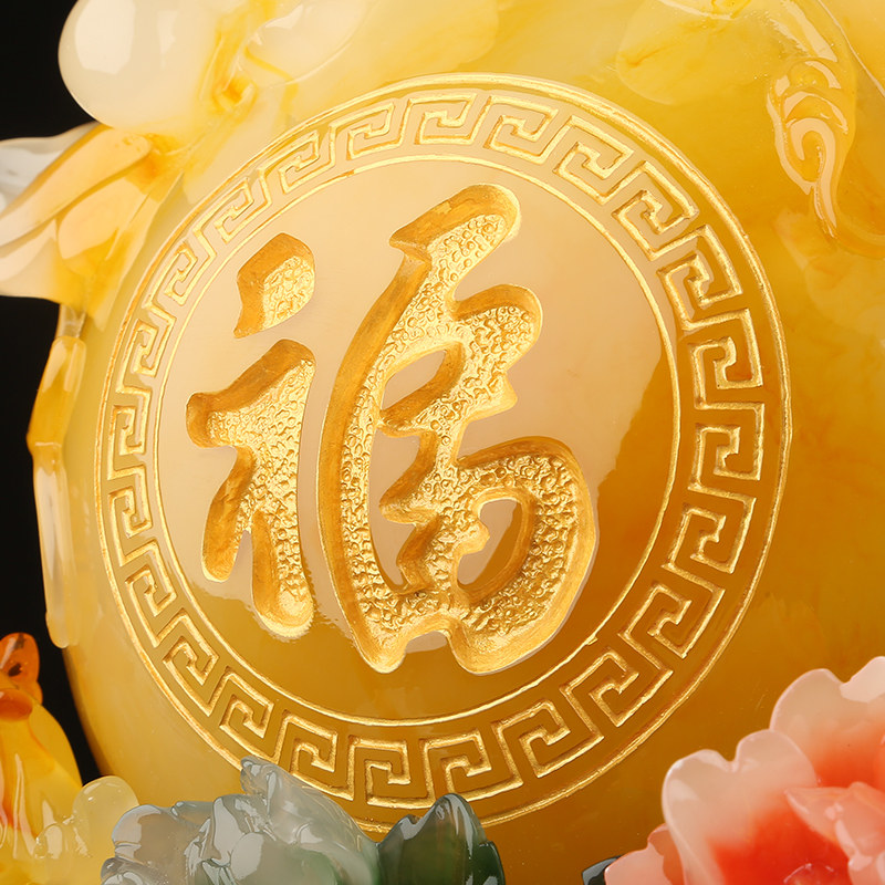 吉善缘黄水晶招财树葫芦摆件工艺品家居装饰品乔迁新居礼品0517