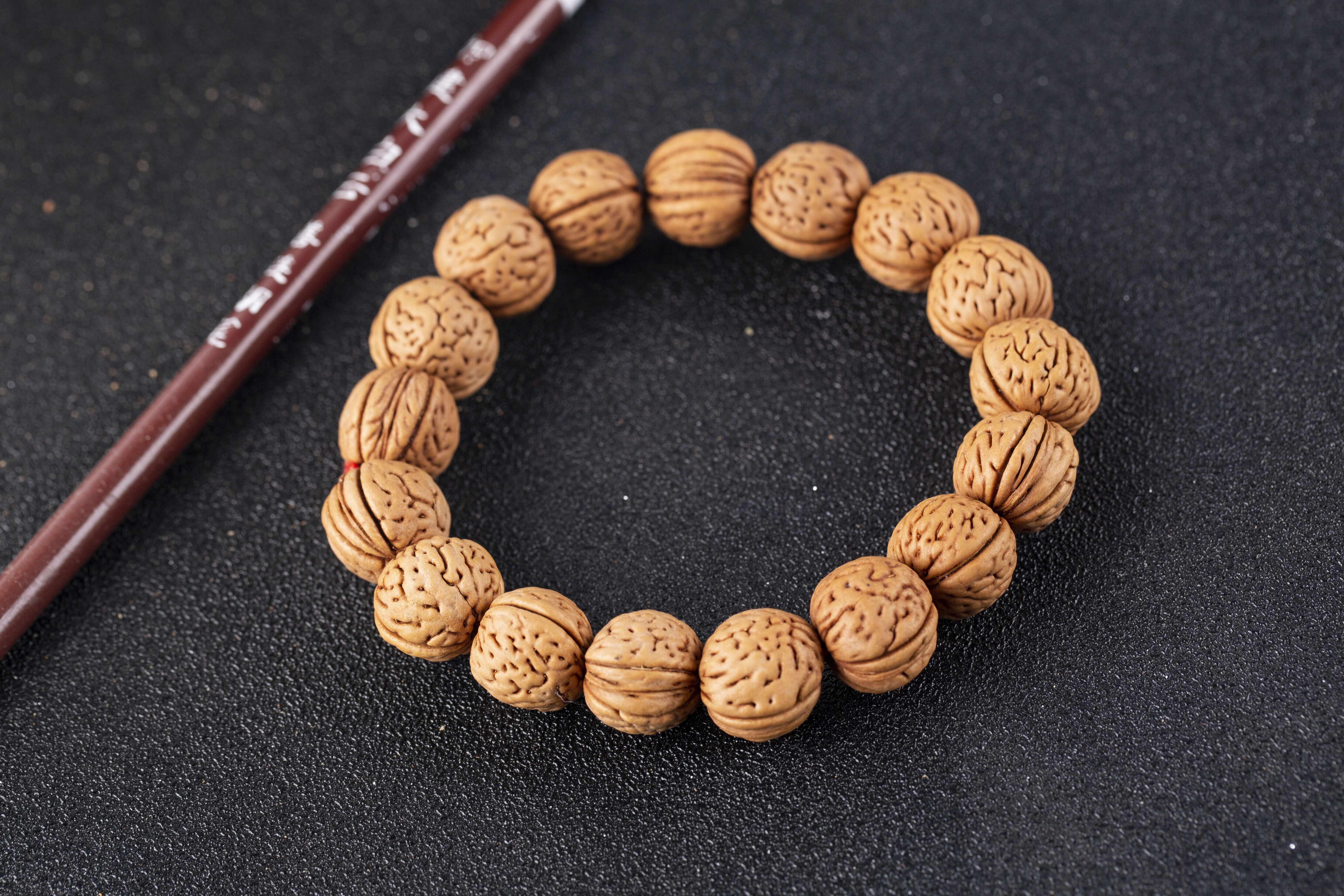 桃核手串脑纹文玩手链圆桃胡手串野生男女手持佛珠