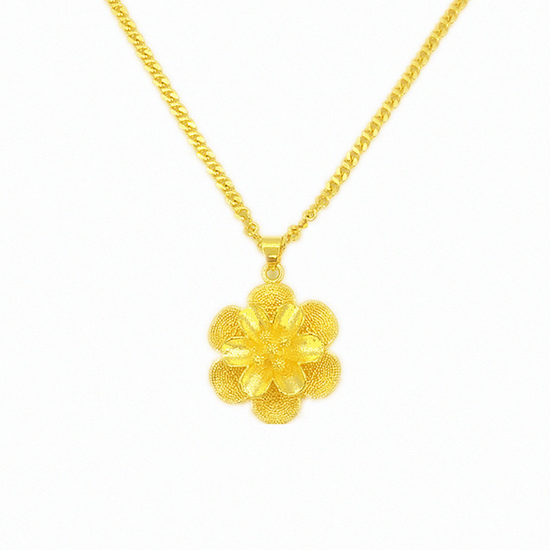 项链镀金黄金黄金花花朵吊坠越南沙金结婚婚庆项坠
