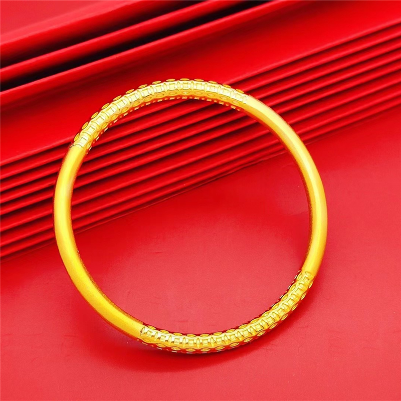 新款环保手环黄金镀金闭口传承手镯古法实心手镯
