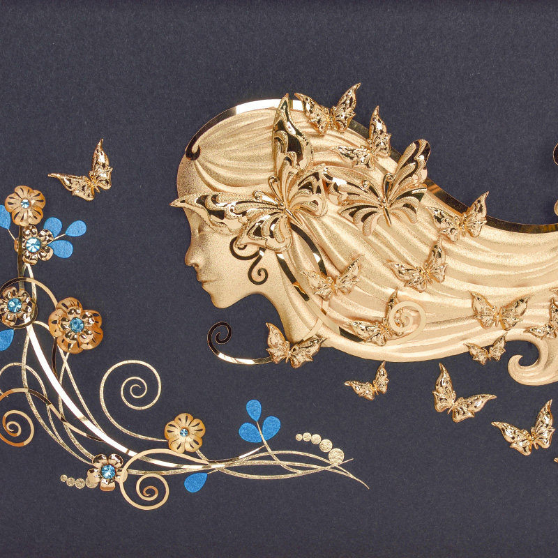 蝴蝶金箔幸运女神七夕情人节礼物送女朋友友创意摆件