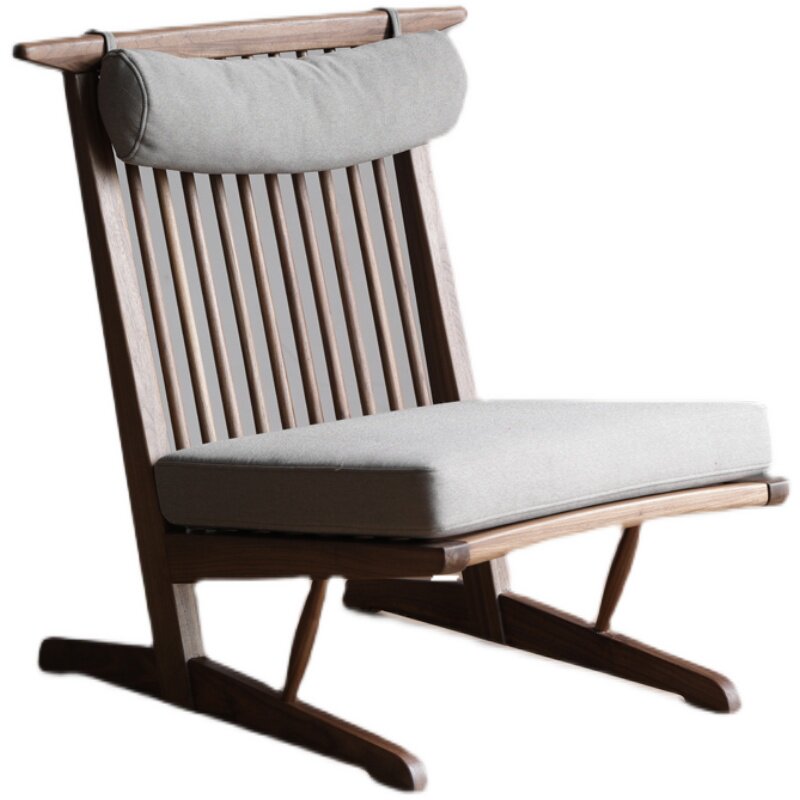 黑胡桃木中岛乔治椅侘寄风休闲椅客厅躺椅原木风实木懒人椅阳台椅
