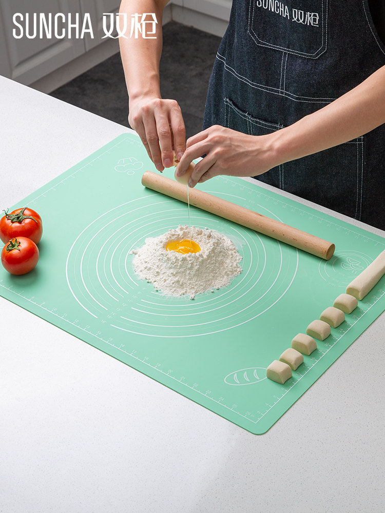硅胶双枪擀面垫食品级加厚烘焙胶垫厨房面板揉面垫