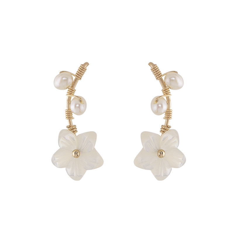 cecilialin花朵14k包金耳环耳夹韩国气质网红ins耳钉