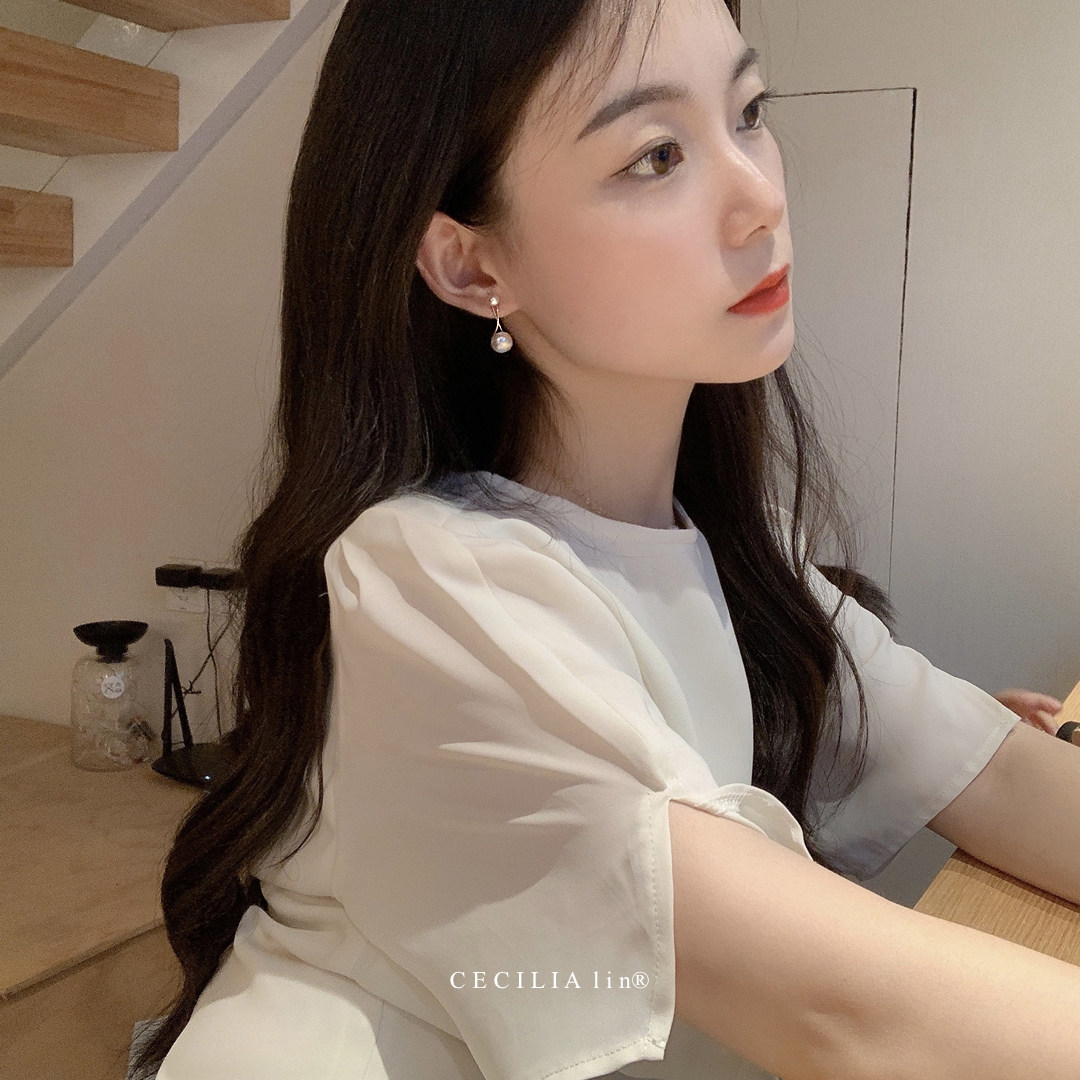 cecilialin简约百搭14k包金金时尚通勤珍珠耳钉耳夹耳钉