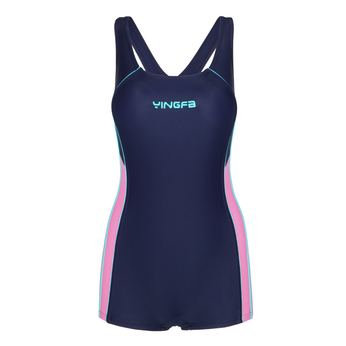 英发连体平角休闲休闲游游泳衣保守平脚妈妈泳衣连体泳衣