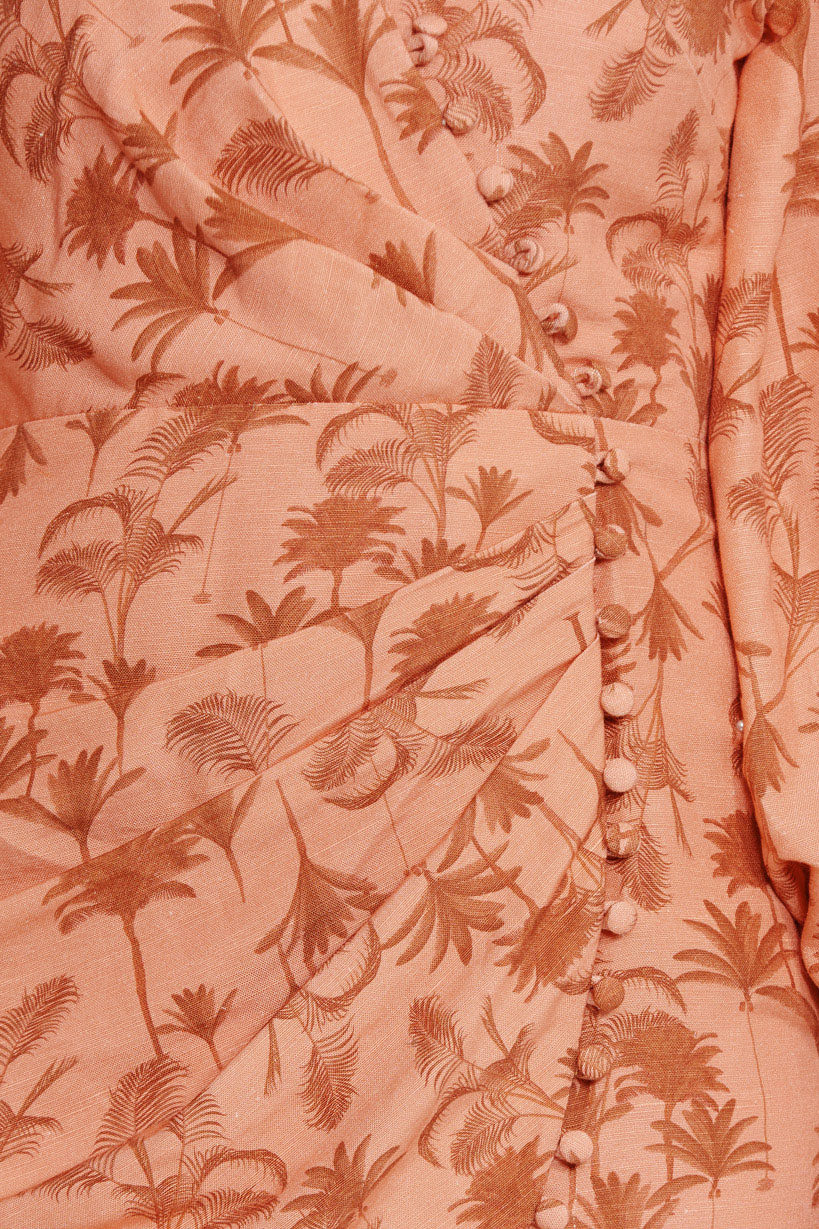 significantother暗橘色花纹图案印花碎花女士超短款迷你连衣裙