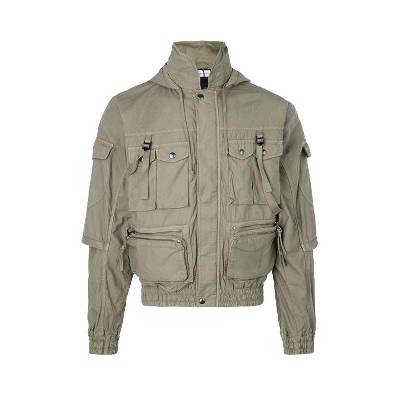 JOHN ELLIOTT 绿色棉质 时尚男士飞行休闲夹克外套