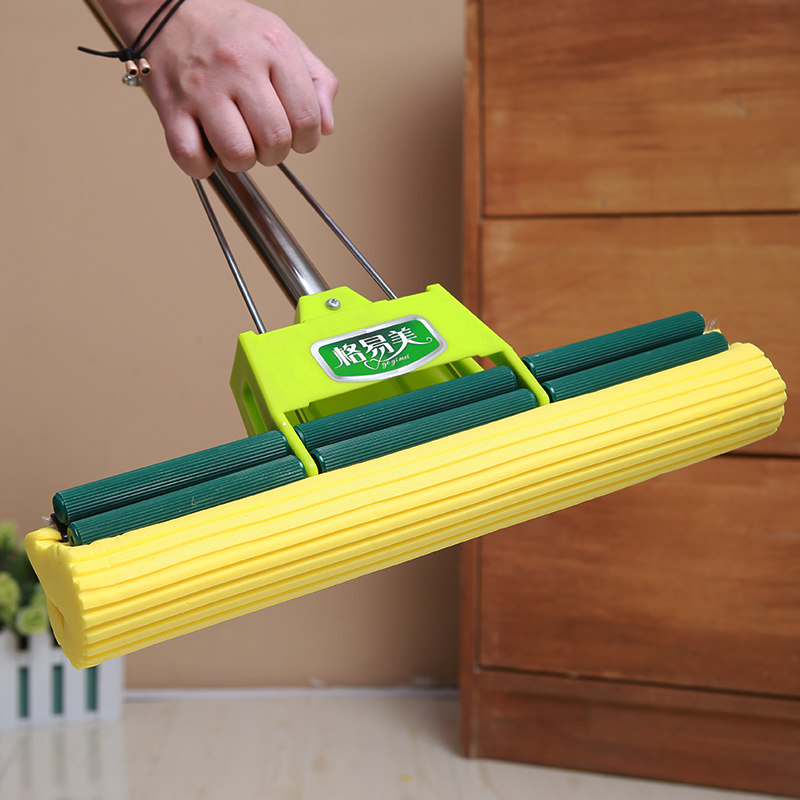 格易美海绵拖把大号擦地吸水拖布家用挤水免手胶棉拖把