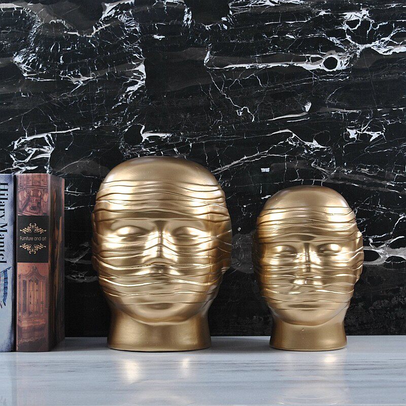 抽象后现代简北欧白金轻奢人物陶瓷头像雕塑摆件摆件