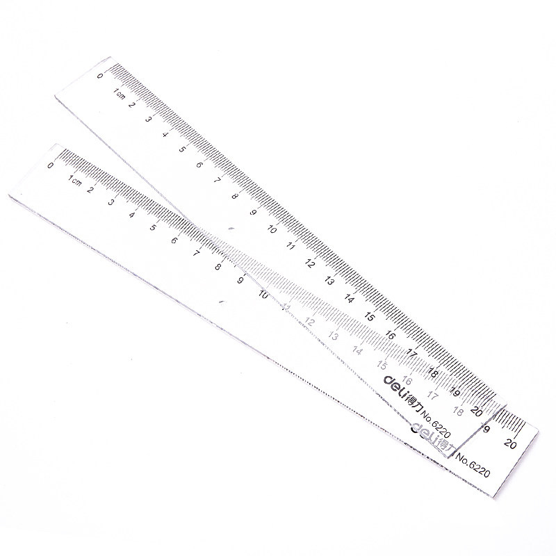 20厘米公分学生办公室用透明尺子 得力6220 正品 塑料直尺20cm - 爱购