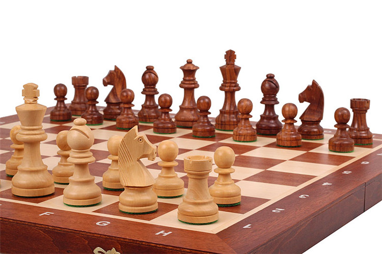 1chess国际象棋欧洲进口实木折叠棋盘斯汤顿德国日耳曼骑士棋子