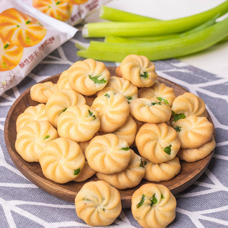家世世诺香葱芝麻饼干酥性曲奇小包包装鲜葱酥性饼干