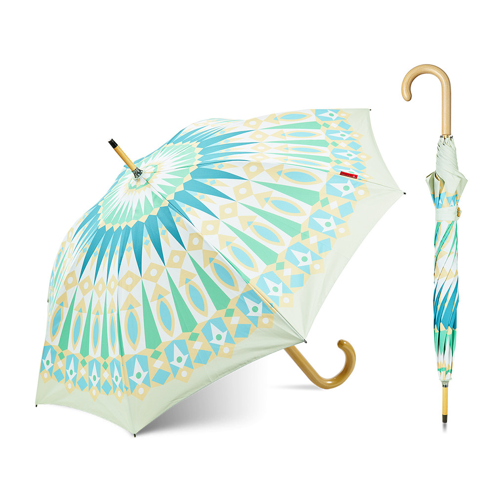 潮牌原创设计双层布强拒防晒木柄长杆文艺小清伞