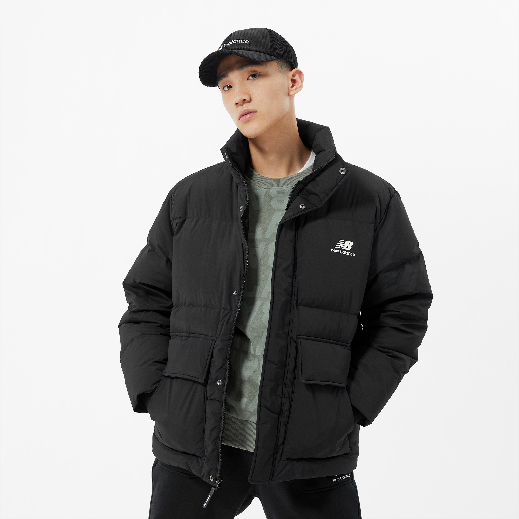 newbalancenb官方新款男士立领羽绒服纯色冬季运动羽绒服