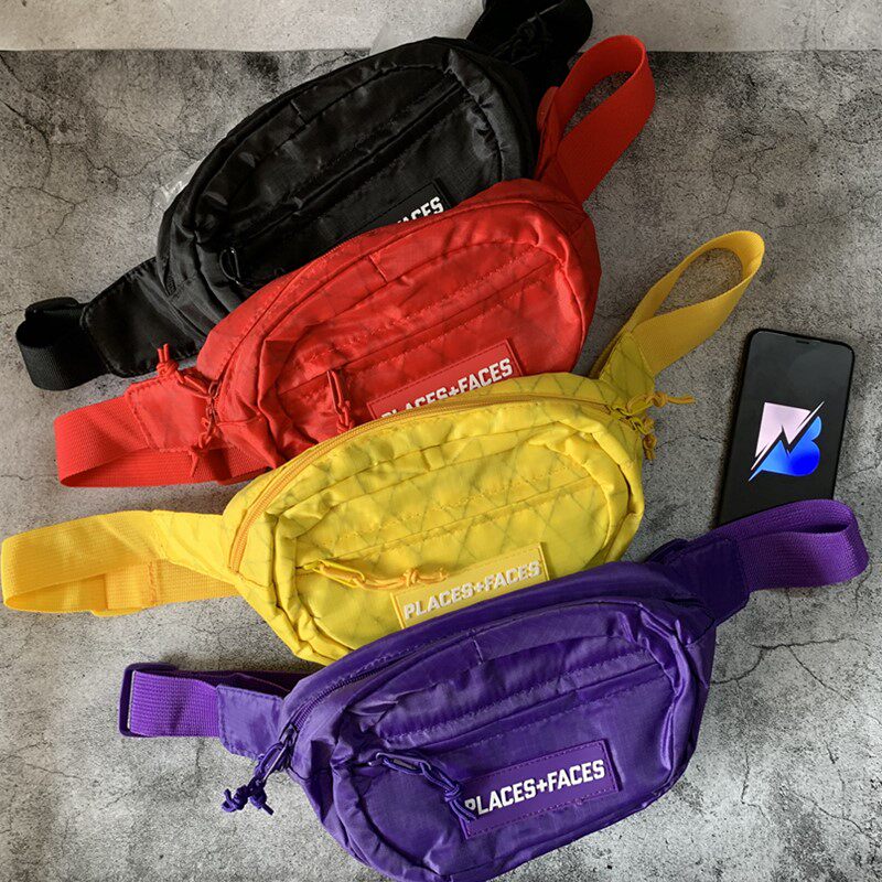 placesfaces胸包3m字母反光腰包pf蹦迪斜挎包男女男士包袋