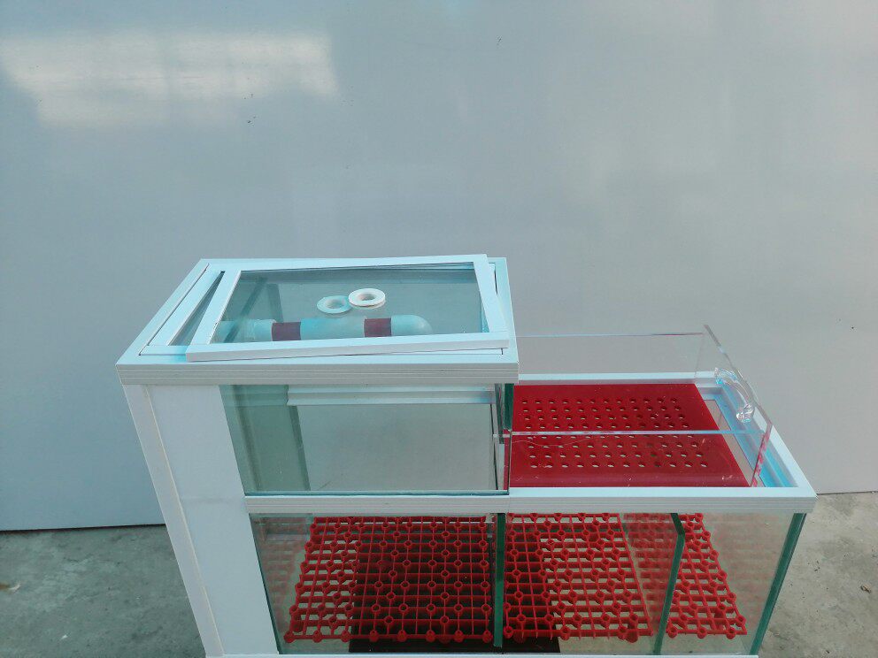 过滤鱼缸玻璃璃上滤槽槽中中型系统干湿分离鱼缸