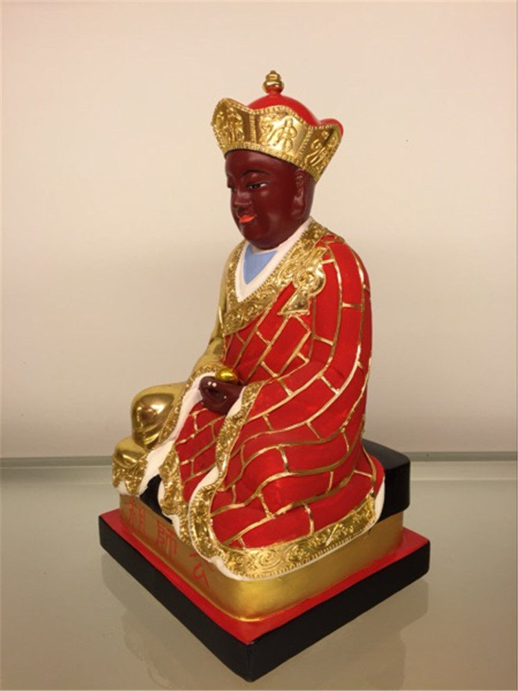 木雕祖师神像三平广济大师30cm樟木漆线九莲木雕