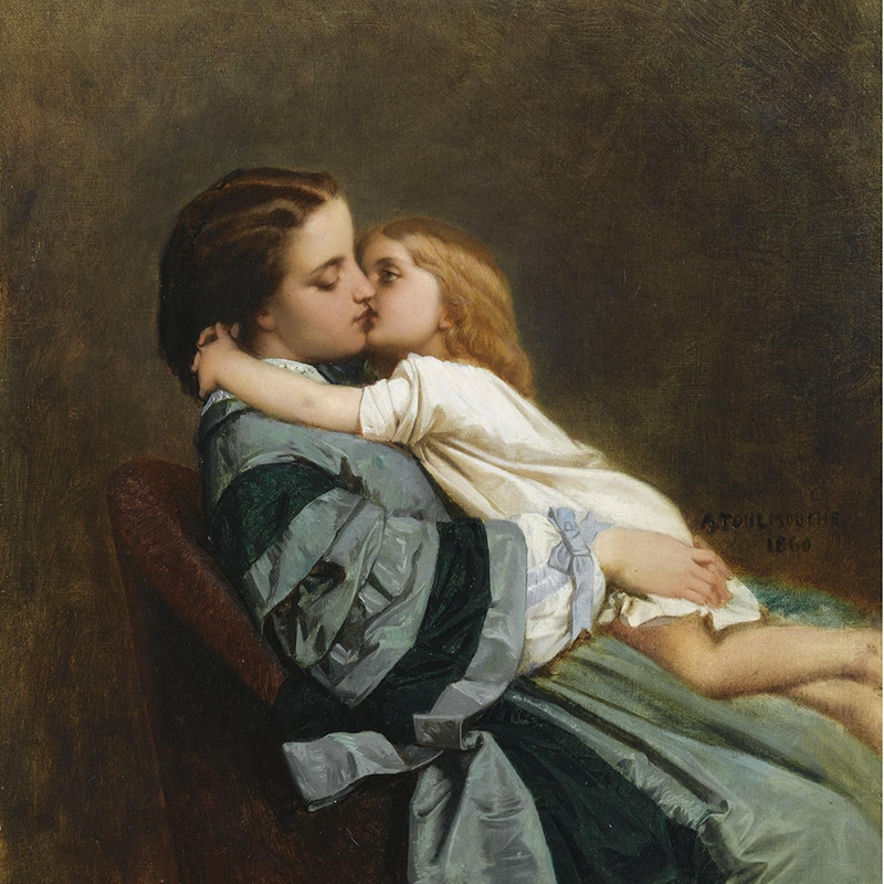 欧式法国宫廷画师亲吻法式装饰画椭圆形复古做旧现代装饰画