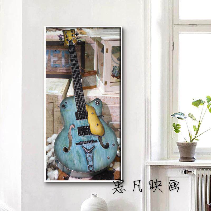 美式乡村装饰画摇滚音乐培训机构琴行教室壁画吉他ktv现代装饰画