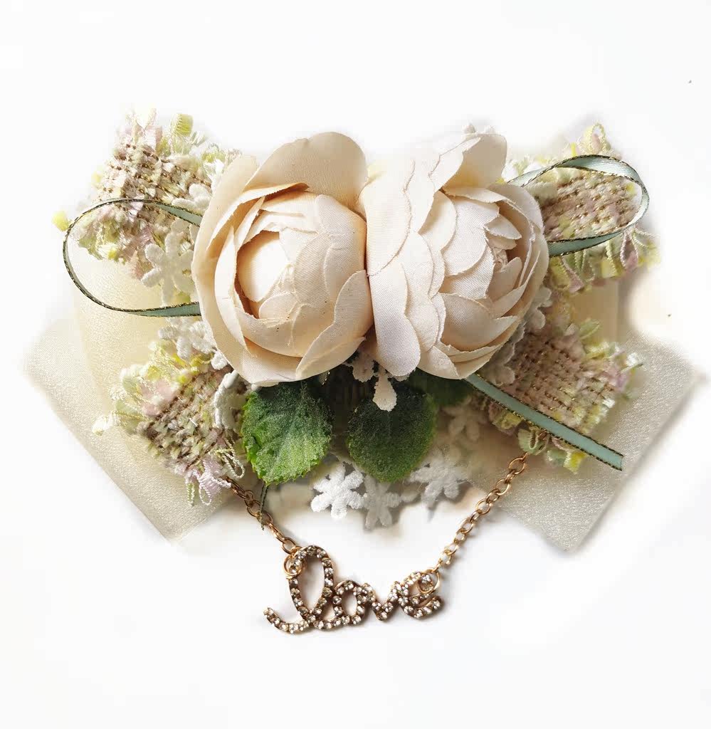 装饰春季青黄黄色花丸洛丽塔胸针配饰蝴蝶结公主胸针