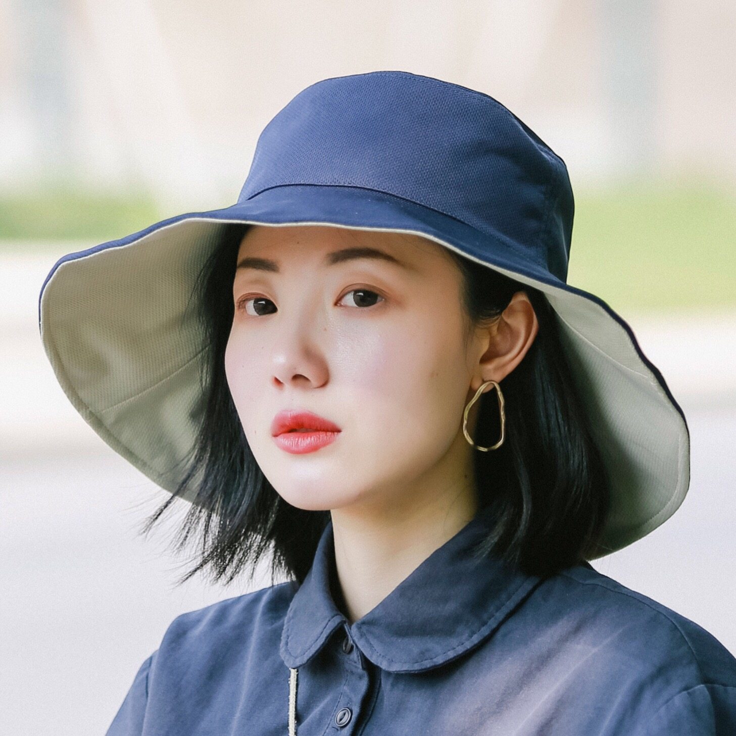 日本uvcut双面渔夫帽女韩版百搭日系遮阳防晒帽子