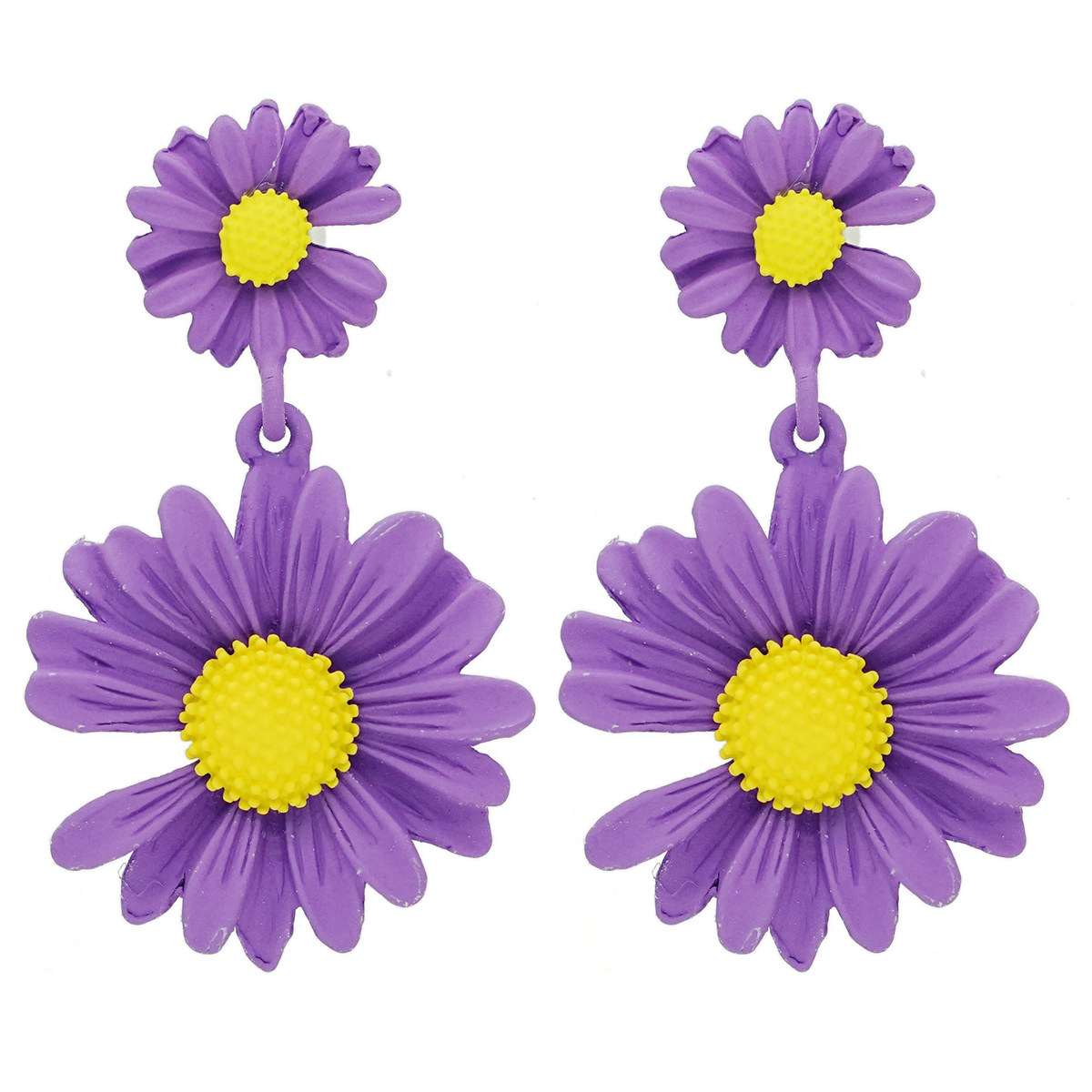 tangi韩式2020新款爆款气质紫色花朵雏菊爱心耳环