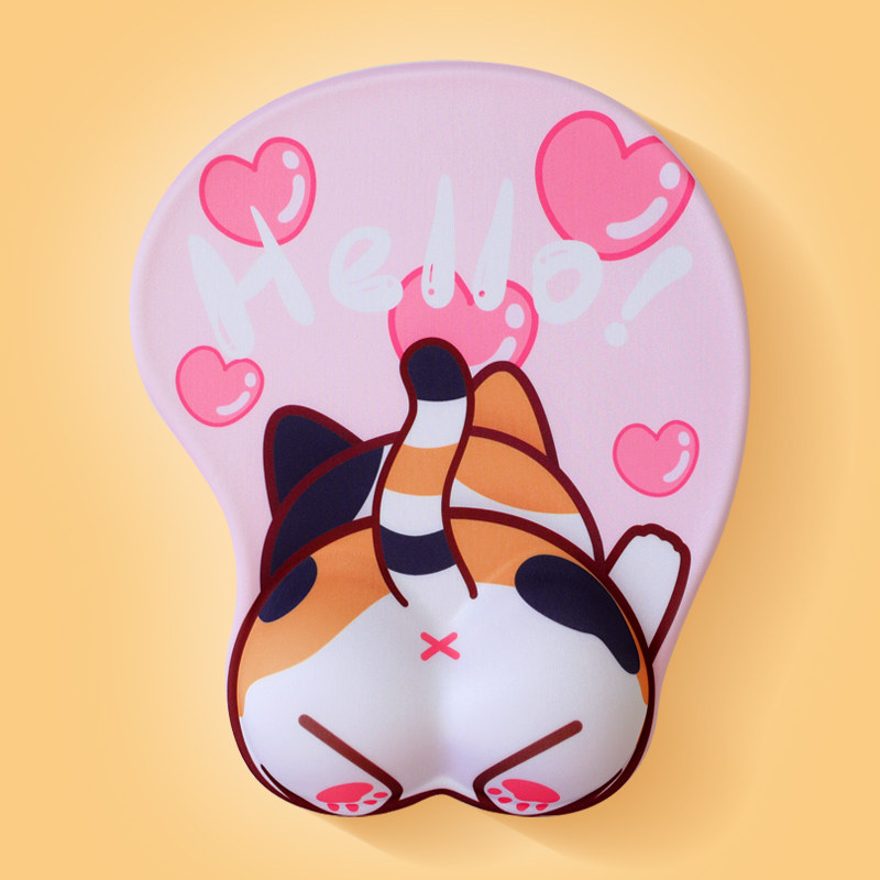 3d硅胶鼠标垫猫咪可爱柯基屁股按摩手腕垫手鼠标垫