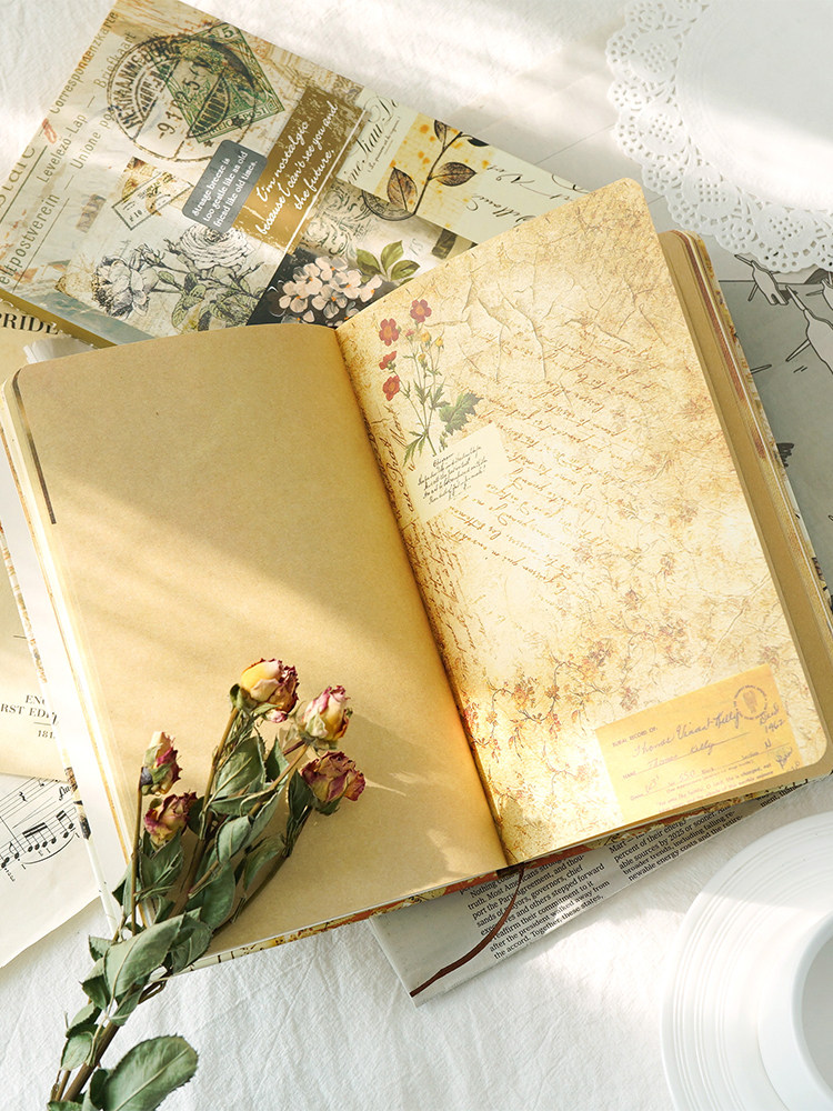 布面手复古文具笔记本日记本文艺落花欧式插画手绘笔记本