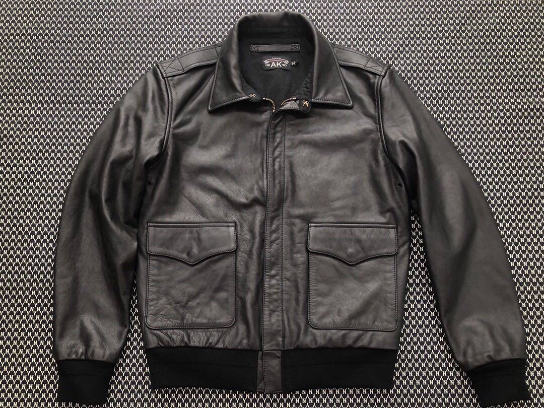 ak志愿者飞鲨海空皮衣飞行皮夹克刺绣男士军事皮衣
